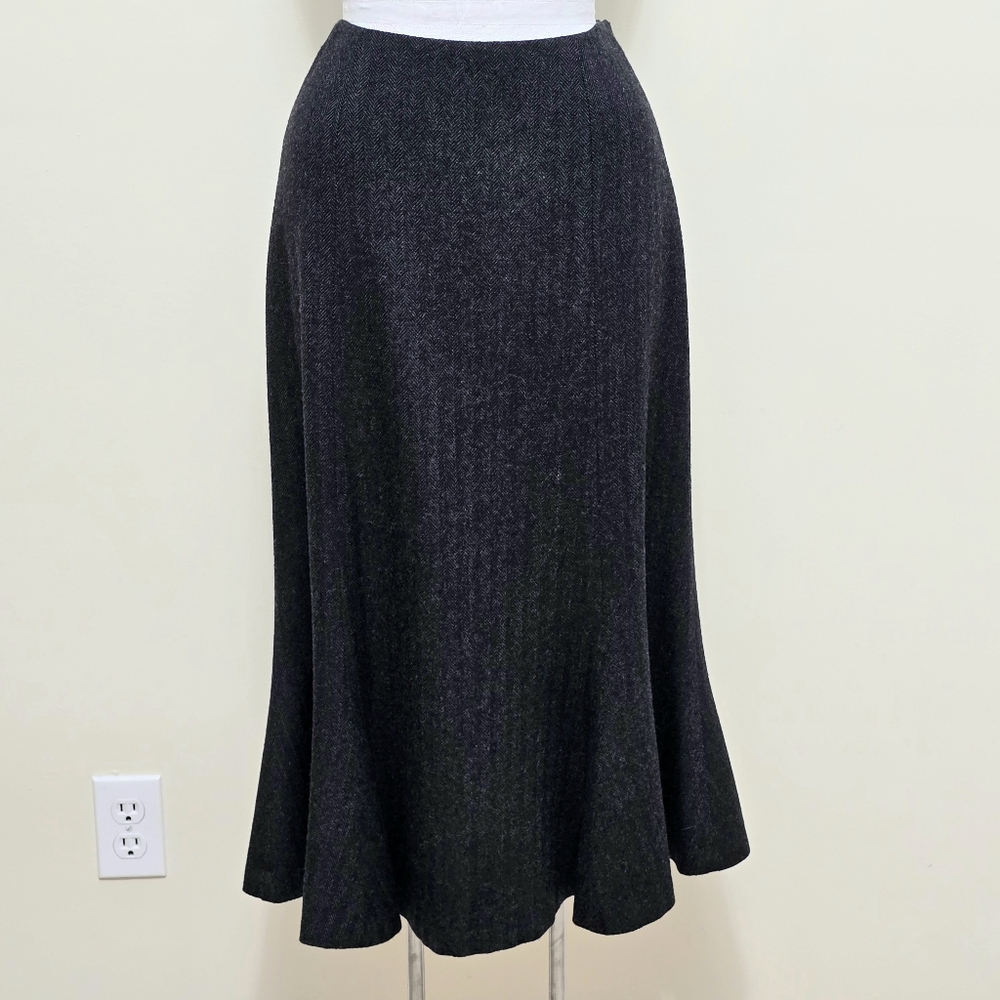 Lauren Ralph Lauren Mermaid Skirt Sz 4 Wool Herringbone Flare Academia Old Money